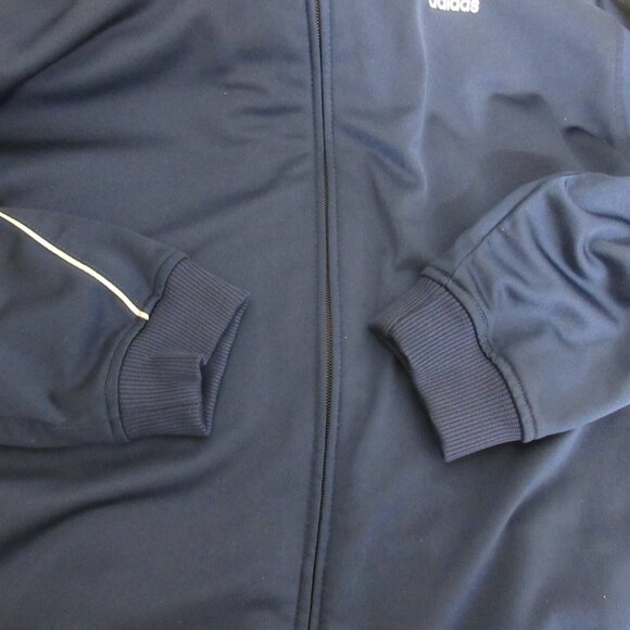 Adidas Womens Jacket Sz XL Navy w/White Arm 3-Stripe Full Zip Reflective Pockets - Picture 8 of 9
